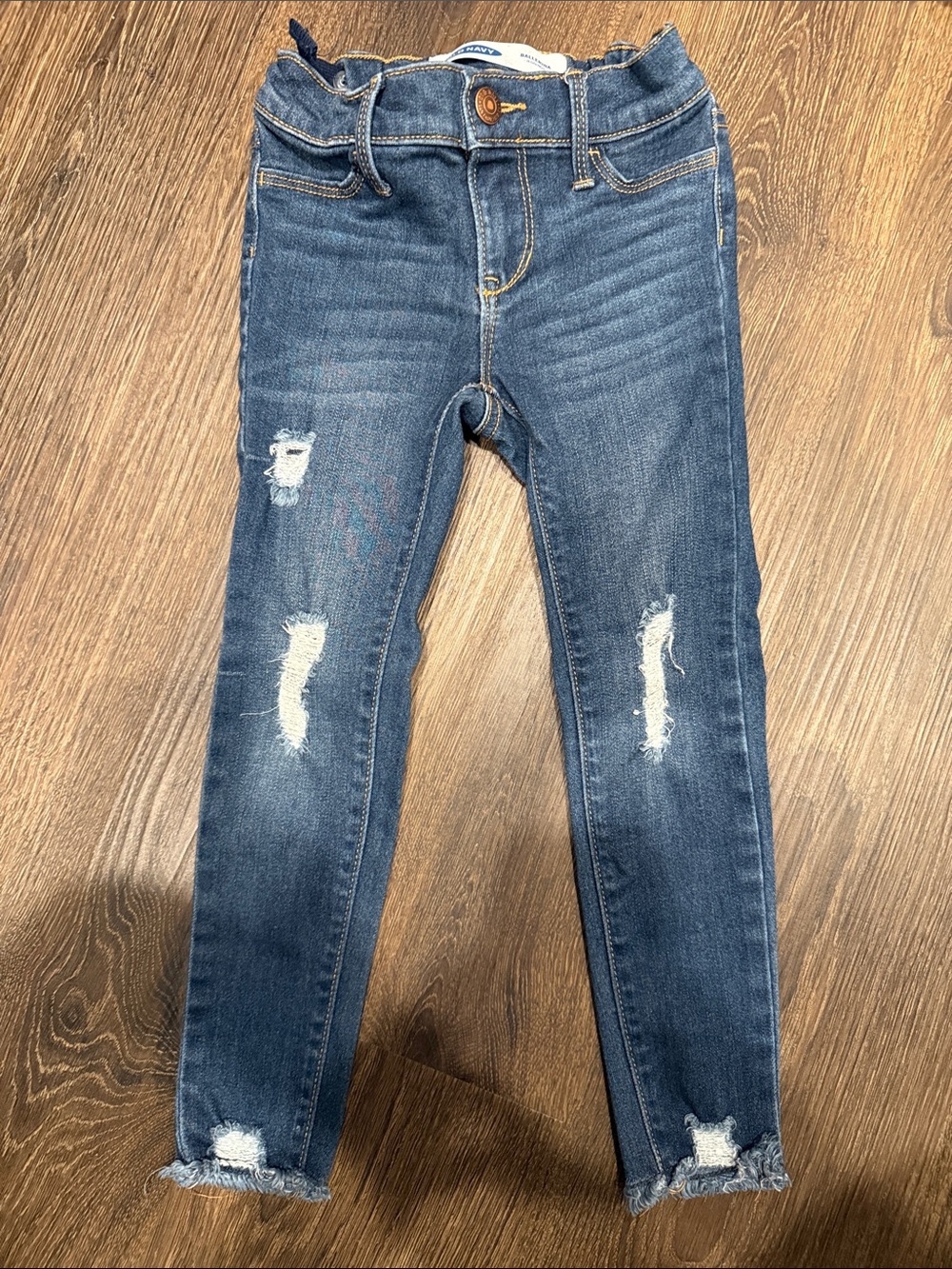 Girls Old Navy Distressed Ballerina Skinny Jeans - Dark Blue